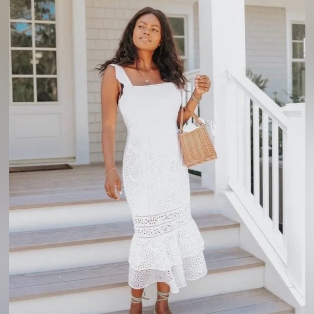 Banana Republic Lace White Eyelit Dress Spring Summer